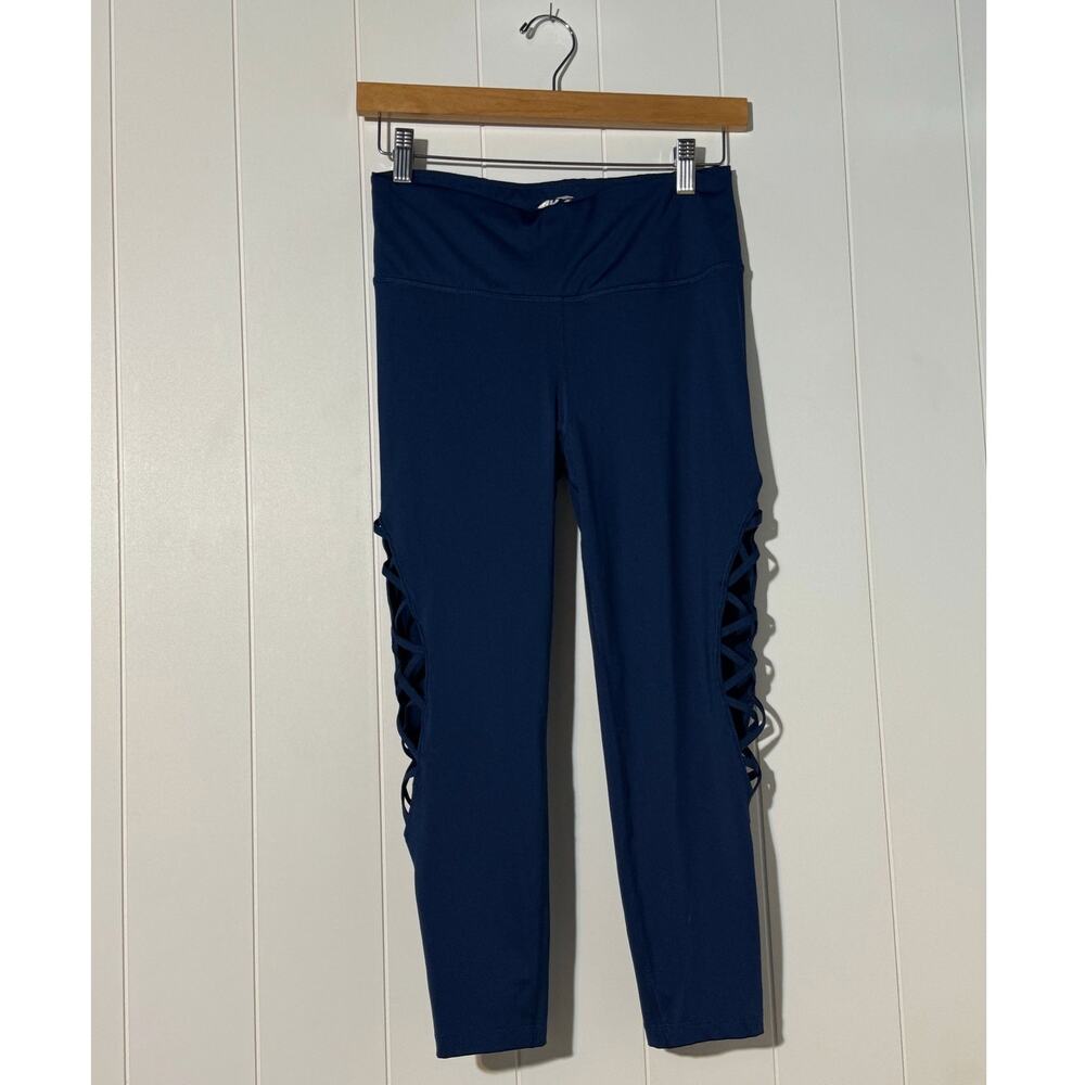 Avia Leggings Criss Cross Cutout Capris Blue Sporty Size Small